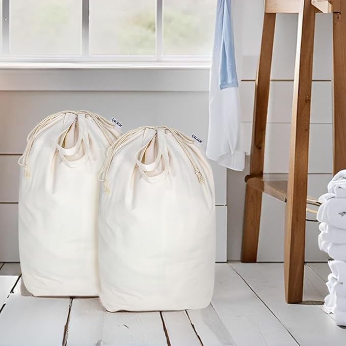 Canvas Laundry Bags with Handles & Square Base13.8"x 13.8", Large Heavy Duty - Image 7