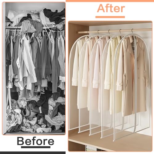 Clear Garment Bags Clothes Covers for Closet Storage (24'' x 48''/12 Pack / White-Clear)