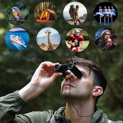 12X25 Small Pocket Binoculars Compact for Adults (12X25 / Black)