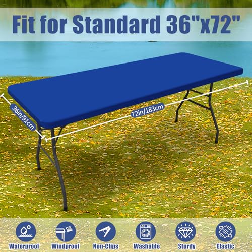 2 Pack Rectangle Spandex Fitted Table Cloth (Blue / 72" x 36" (Rectangular))