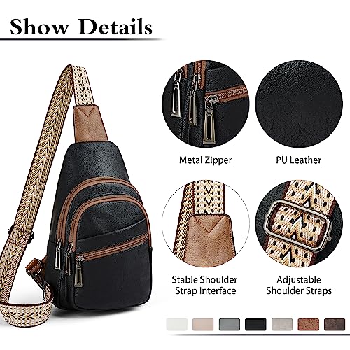 Sling Bag Crossbody Bags (Black With Brown)
