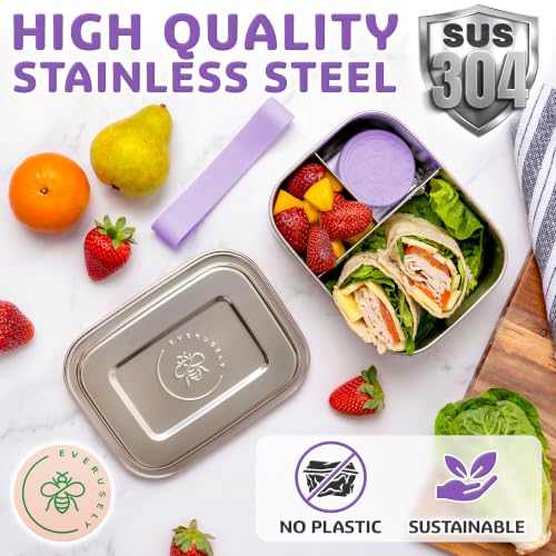 Stainless Steel Bento Box + Condiment Container (Lavender / 27oz / 800ml)
