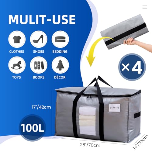 4 Pack Silver Extra Large Moving Bags (Silver / 4 Large)