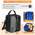 Insulated Lunch Bag for Men Women Kids (Heather Gray / One Size)