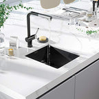 17 Inch Gloss Black Ceramic Coating with NanoTek Undermount Kitchen Sink (17 x 19 x 9 Inch / Dark Gray)
