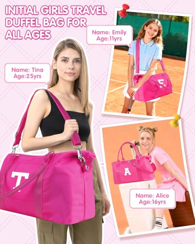 Dance Gym Duffel Bag Gifts for Girls Teen (Hot Pink / M)