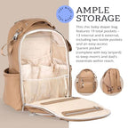 Boss Plus Large Diaper Bag Backpack with 19 Pockets (Chai)
