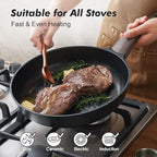 8Inch Nonstick Frying Pan Paella Pan (8 Inch / DARK Black)