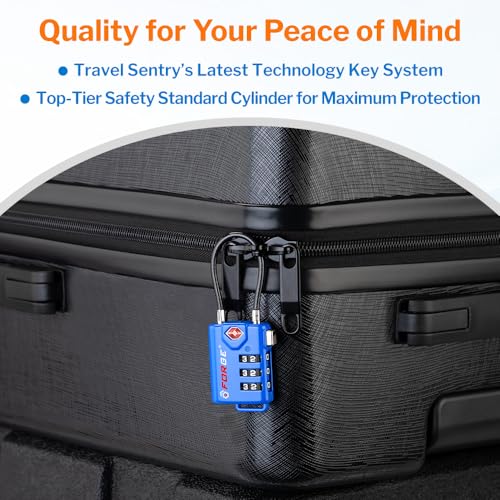 TSA Approved Luggage Locks (4 Colors Cable 4 Pack)
