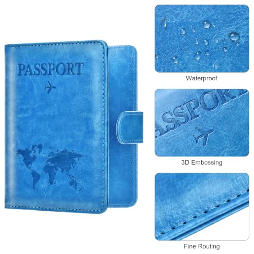Passport Holder for Travel Essentials (blue / Magnetic Clasp)