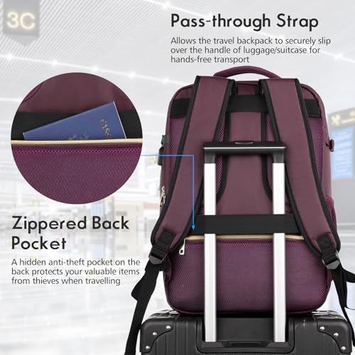 Large Travel Backpack Women (17.3 inch / Dark Purple)