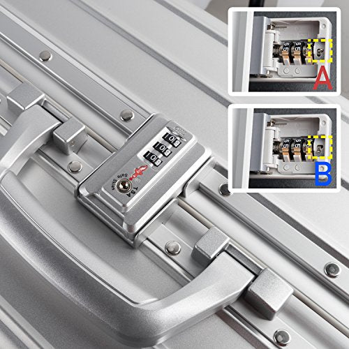 All Aluminum Luggage Zipperless Hard Shell Luggage Case with TSA Lock Spinner Alloy Metal Suitcase (Silver / 24")