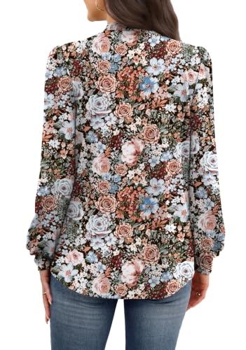 Long Sleeve Shirts for Women Fall Outfits for Women 2026 Business Casual Tops Blouses Dressy Casual Early Fall Fashion Clothing School Outfits for Teachers Work Clothes Trendy (05 - Vintage Pink Floral / Large)