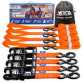 MOCA Heavy Duty Ratchet Straps Tie Down 4 Pack 1.6" x 8 ft (Orange / 8ft)