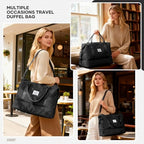 Travel Duffle Bag Expandable Overnight Foldable Carry On Bags for Women (A58-Black / XX-large)