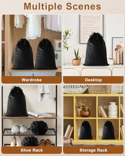 4 Pcs Shoe Bags for Travel (Black Beauty / 17.3"x12.6")