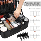 Extra Large Makeup Case with Plastic Dividers Washable and Easy to Clean (Black with Plastic Dividers / Extra Large)