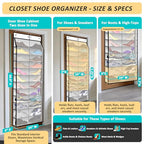 24 Pair Over Door Shoe Organizer for Family & Kids (12-Tier / 24 Pearl White)
