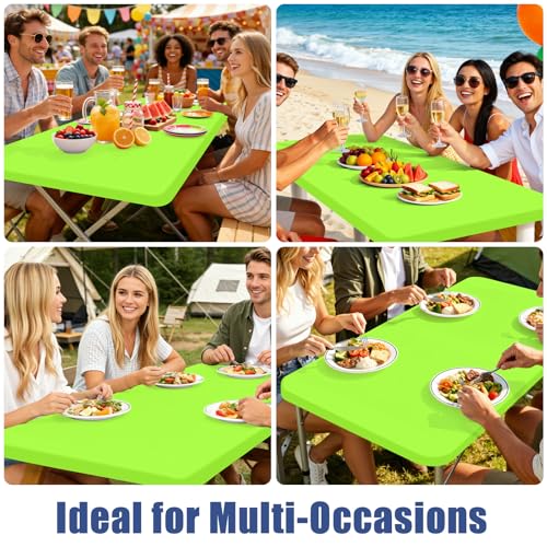 2 Pack Rectangle Spandex Fitted Table Cloth (Lime Green / 60" x 30" (Rectangular))