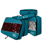 5 Set Packing Cubes for Travel Large Suitcase Luggage Organizer Bags Travel Accessories Vacation 4 Cubes 1 Laundry Pouch Bag (Snow Teal)