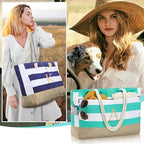 Gifts for Women Personalized Initial Beach Bags for Women (Light Blue)