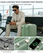 24 Inch Expandable Checked Luggage (Forest Green / 24 Inch EXT)