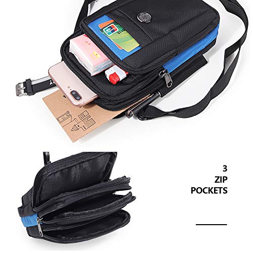 Senient Wolf Waterproof Nylon Multifunctional Phone Crossbody Waist Wallet Travel Passport Bag (Black)