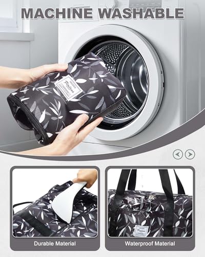 Large Duffel Bag For Travel Women Carry On Personal Item Work 18x14x8 Bag (A89-LeafBlack-expandable / X-large)
