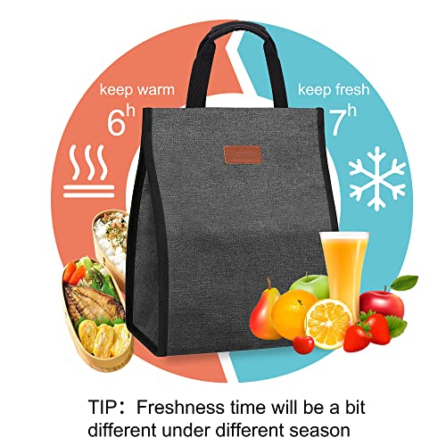 Lunch Bags for Women Insulated Reusable Lunch Tote with Internal Pocket (Charcoal Grey / 1 pack)
