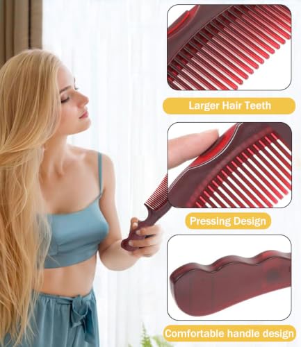 Dandruff Comb Removal Hollow Fine Tooth Scalp Detox Hair Care Tool 2PC (2PC Black+Red)