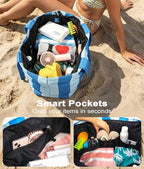 Beach Bags Waterproof Sandproof (Blue + Light Blue)