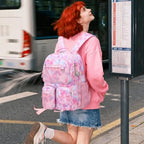 Multi Pocket Backpack for School College Travel (Pink Galaxy)