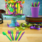 90 Pieces Mardi Gras Plastic Cutlery Set (Purple, Yellow, Green)