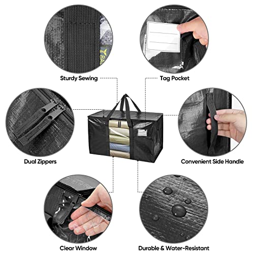 2 Pack Oversized Moving Bags with Reinforced Handles (2-Pack / Black-window)