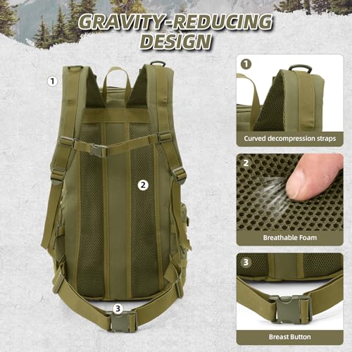 35L Military Tactical Backpack for Men (Army Green / Medium-35L)