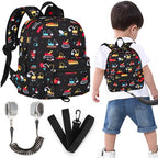 Toddler Backpack Harness with Leash (Black, Black Link)