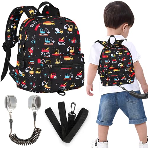 Toddler Backpack Harness with Leash (Black, Black Link)
