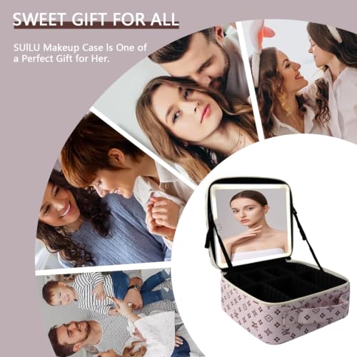 Makeup Bag with Led Mirror (Pink-1 / with LED mirror)