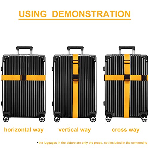 Luggage Straps for Suitcases TSA Approved Travel Belt 4 Pack by Chelmon (Yellow)