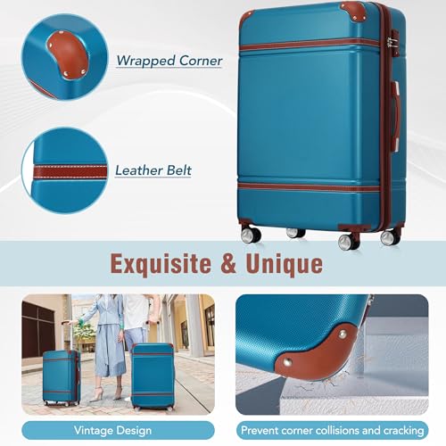 Luggage Set 3 Piece (Vintage Luggage / Blue(12+20+24+28))