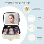 Makeup Bag with Led Mirror, Travel Makeup Organizer with 3 Color Setting & 10X - Image 3