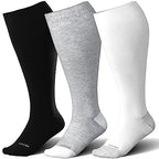 Plus Size Compression Socks for Women&Men Wide Calf 15 (3 Pair-black/White/Grey / 3X-Large)