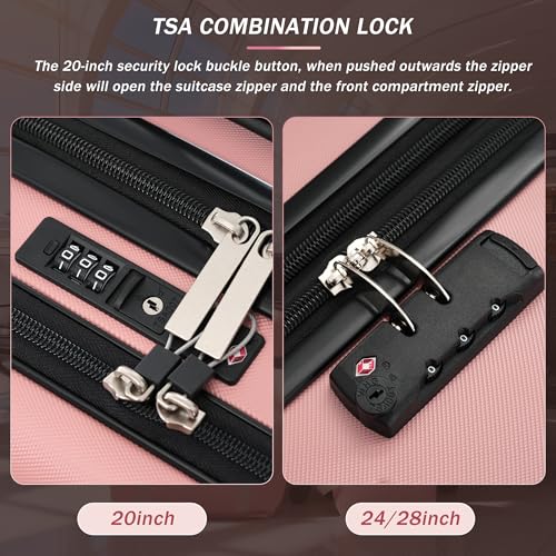 Luggage Sets 5 Piece (3-piece Set(20/24/28) / Light Pink(20 top-open))