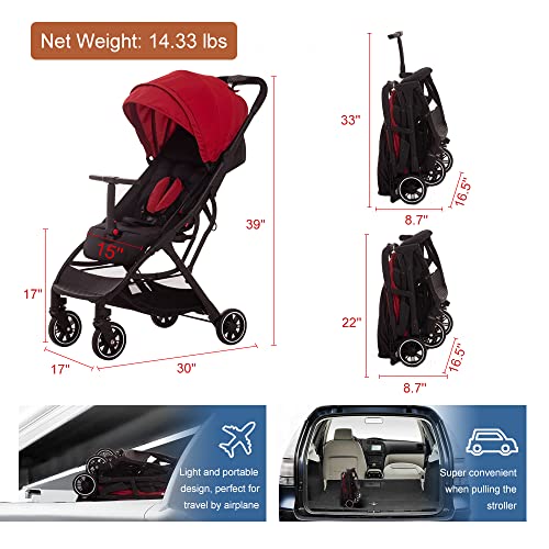 Lightweight Travel Stroller (Red)