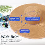 Sun Hats for Women Wide Brim Summer Hat Large Floppy Sun Straw Hat Foldable Packable Beach Hats UPF 50+ (1 Pack Medium Size: Khaki (Head Circumference 22-22.8"))