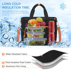 Insulated Lunch Box for Work with Cup Holder (Black Brown / 13L)