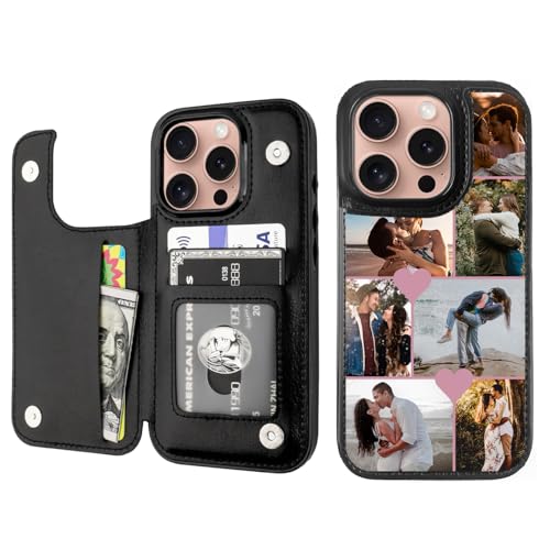 Custom Wallet Phone Case for iPhone 16 Pro (Black-E / iPhone 16 Pro)