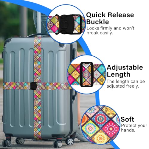 Luggage Straps for Suitcases (Colorful Print)
