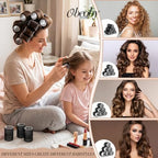 4 Sizes Self Grip Hair Rollers Set (Black)