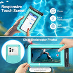 Double Space Floating Waterproof Phone Pouch [Up to 8.5''] (Pink & Green)